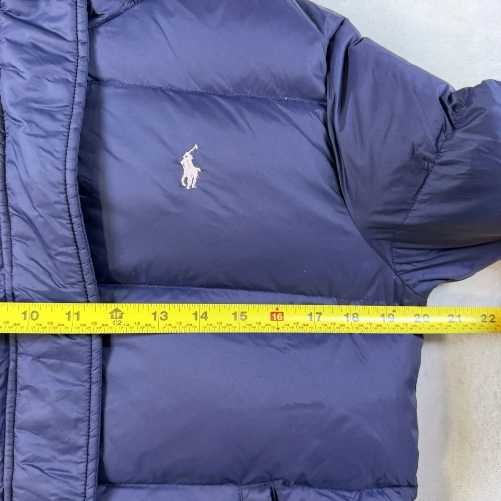 Polo Ralph Lauren Performance Puffer Jacket Boys L Navy Hooded Zip Logo
